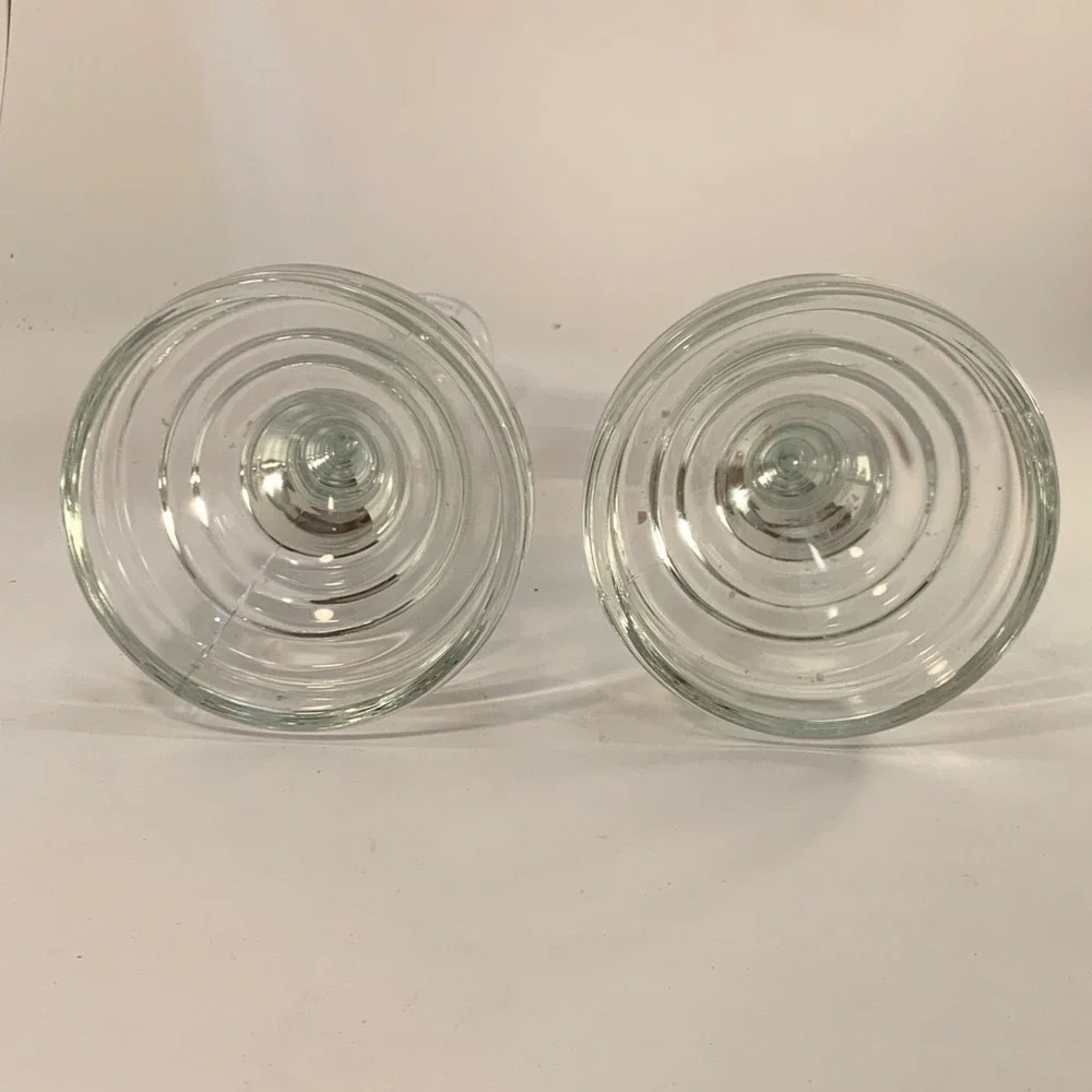 Homco Ribbed Glass Candlesticks 9